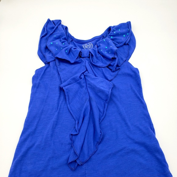 So Girls Blue Ruffle Top With Sequins Size 10 - Picture 2 of 3
